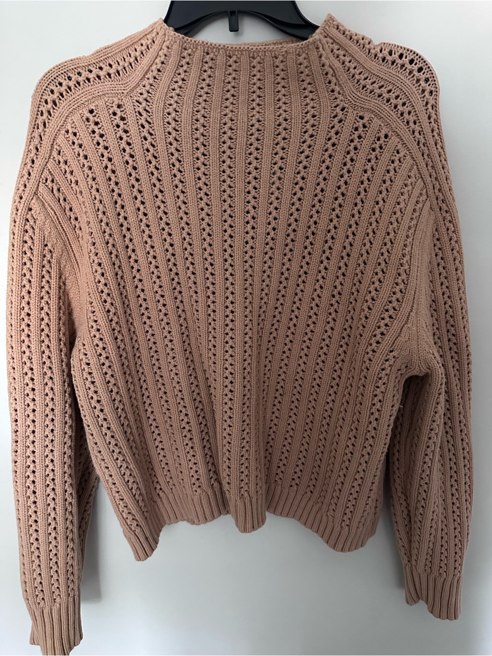 Ann Taylor Open Stitch Cable Knit Sweater Medium Petite Camel Beige NWT